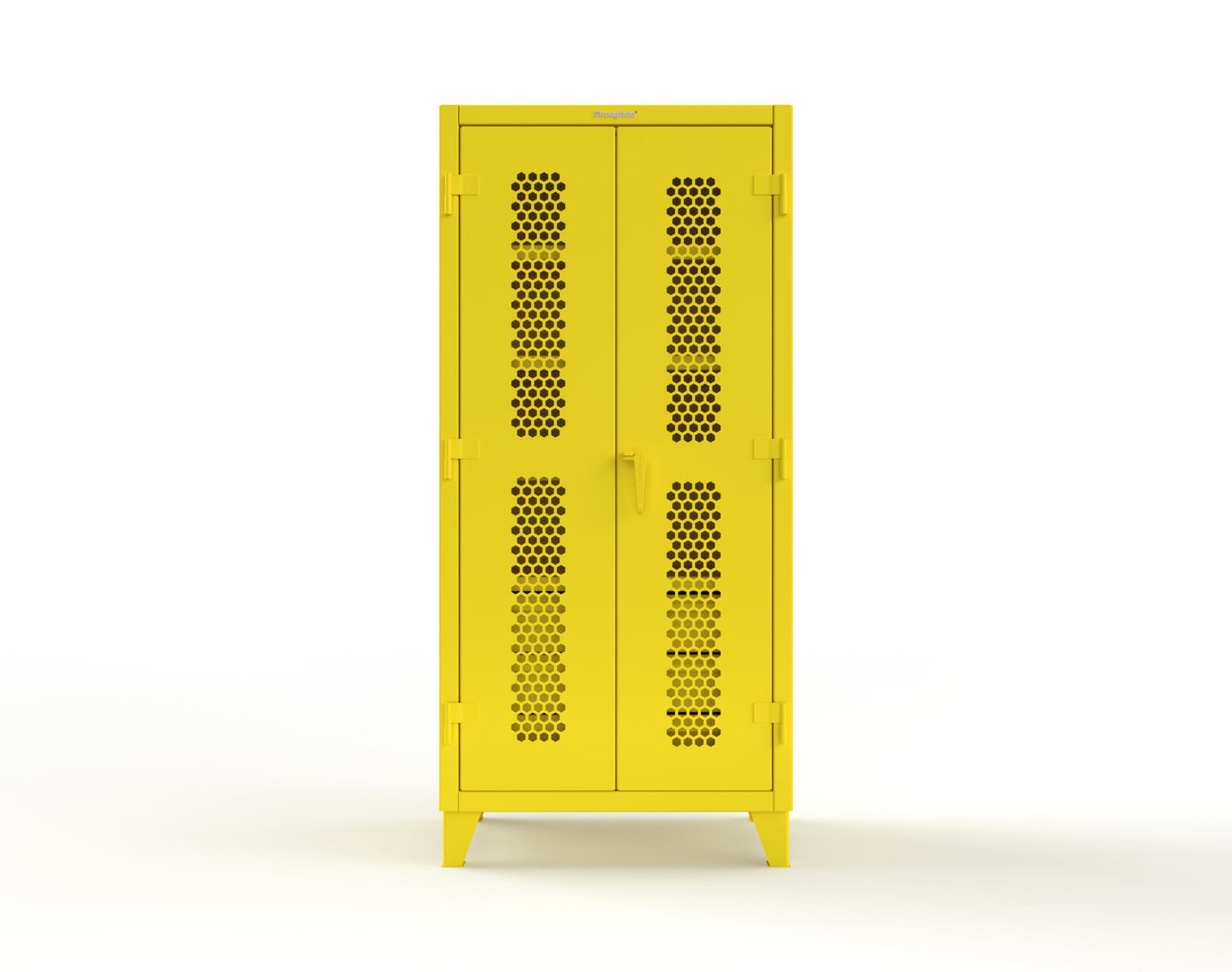 Extreme Duty 12 GA Ventilated (Hex) Cabinet with 6 Half-Width Drawers, 4 Shelves - 36 In. W x 24 In. D x 78 In. H - 36-H-244-6/5DB-1021