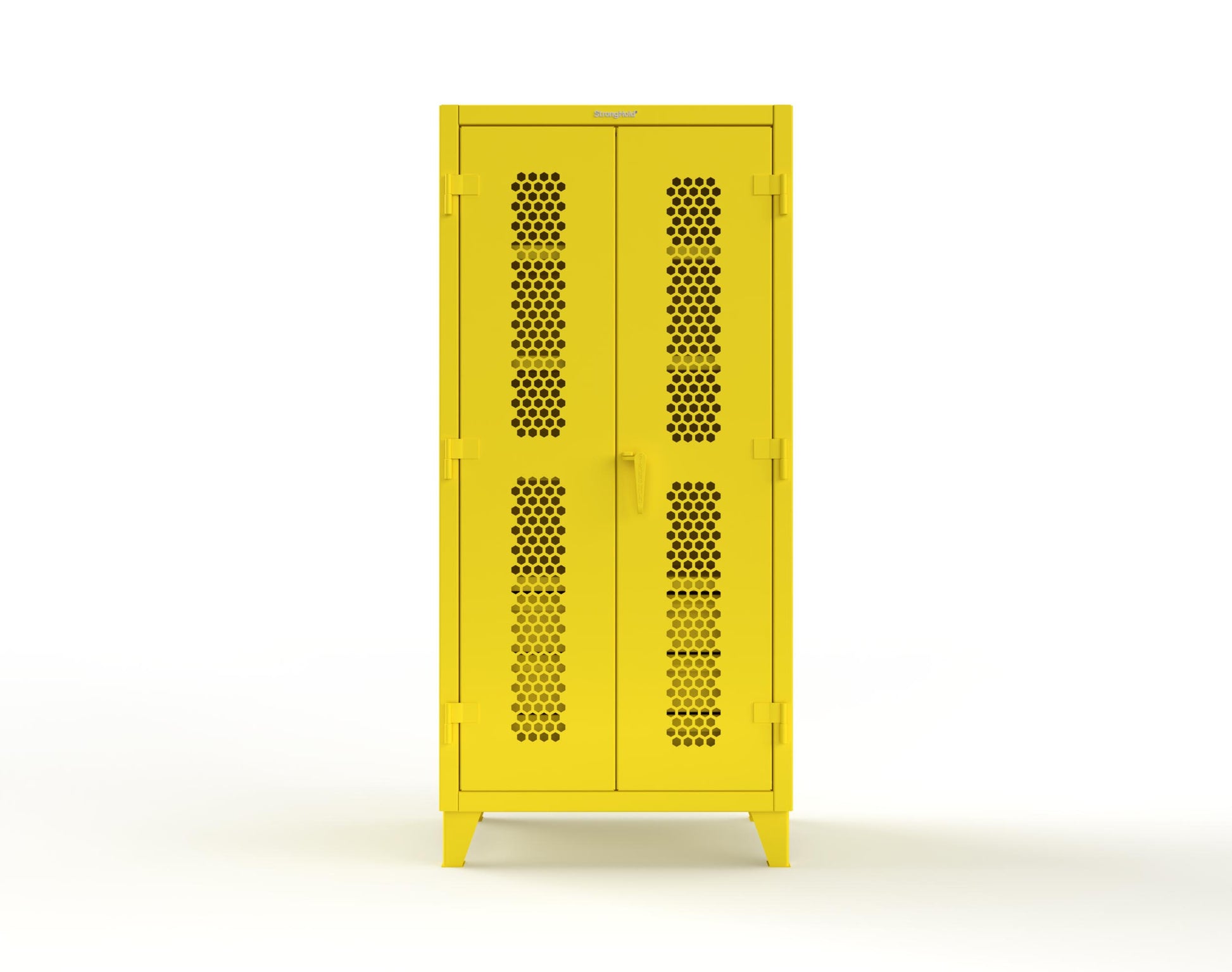 Extreme Duty 12 GA Ventilated (Hex) Cabinet with 6 Half-Width Drawers, 4 Shelves - 36 In. W x 24 In. D x 78 In. H - 36-H-244-6/5DB-1021