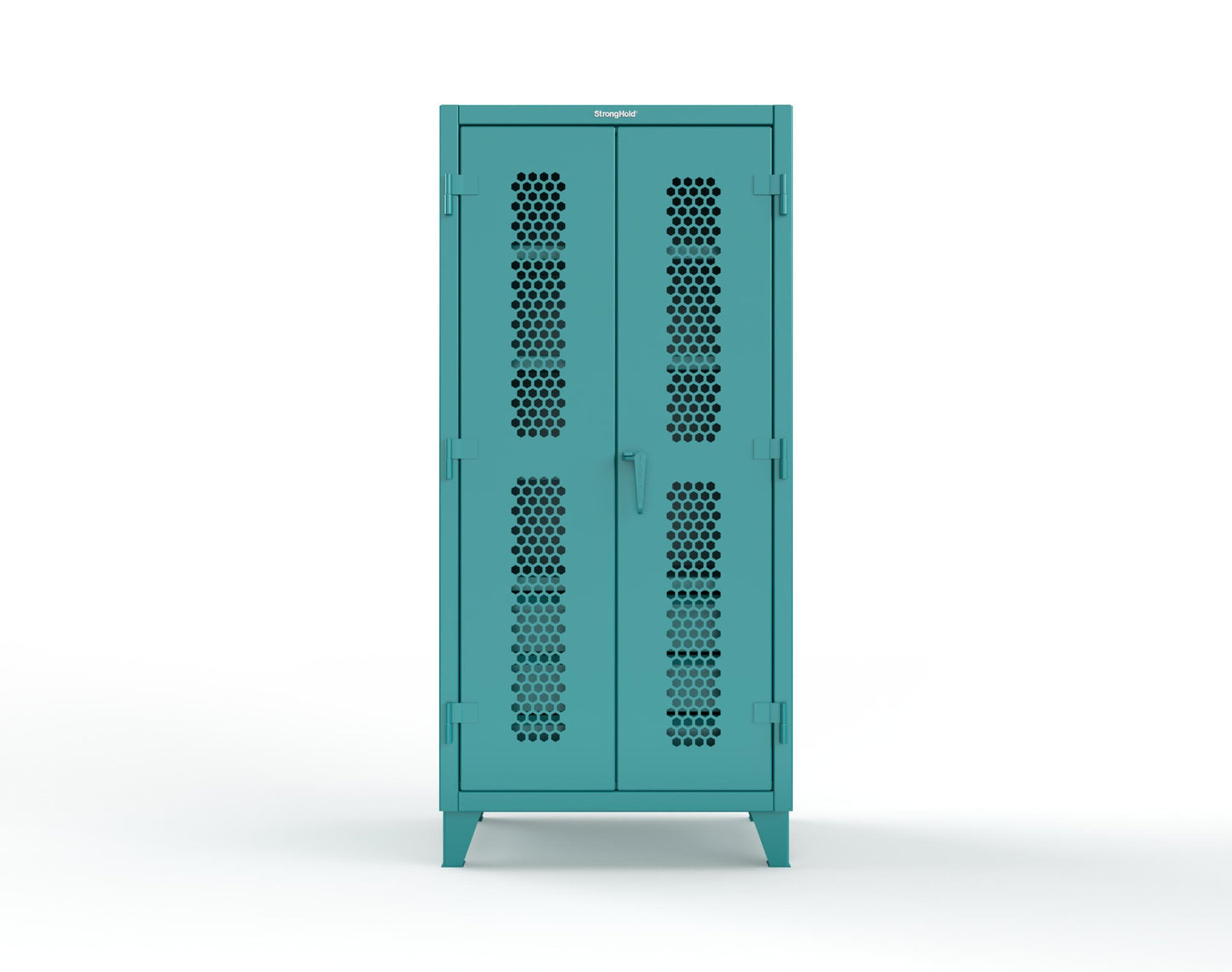 Extreme Duty 12 GA Ventilated (Hex) Cabinet with 6 Half-Width Drawers, 4 Shelves - 36 In. W x 24 In. D x 78 In. H - 36-H-244-6/5DB-5021