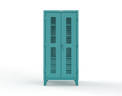 Extreme Duty 12 GA Ventilated (Hex) Cabinet with 6 Half-Width Drawers, 4 Shelves - 36 In. W x 24 In. D x 78 In. H - 36-H-244-6/5DB-5021