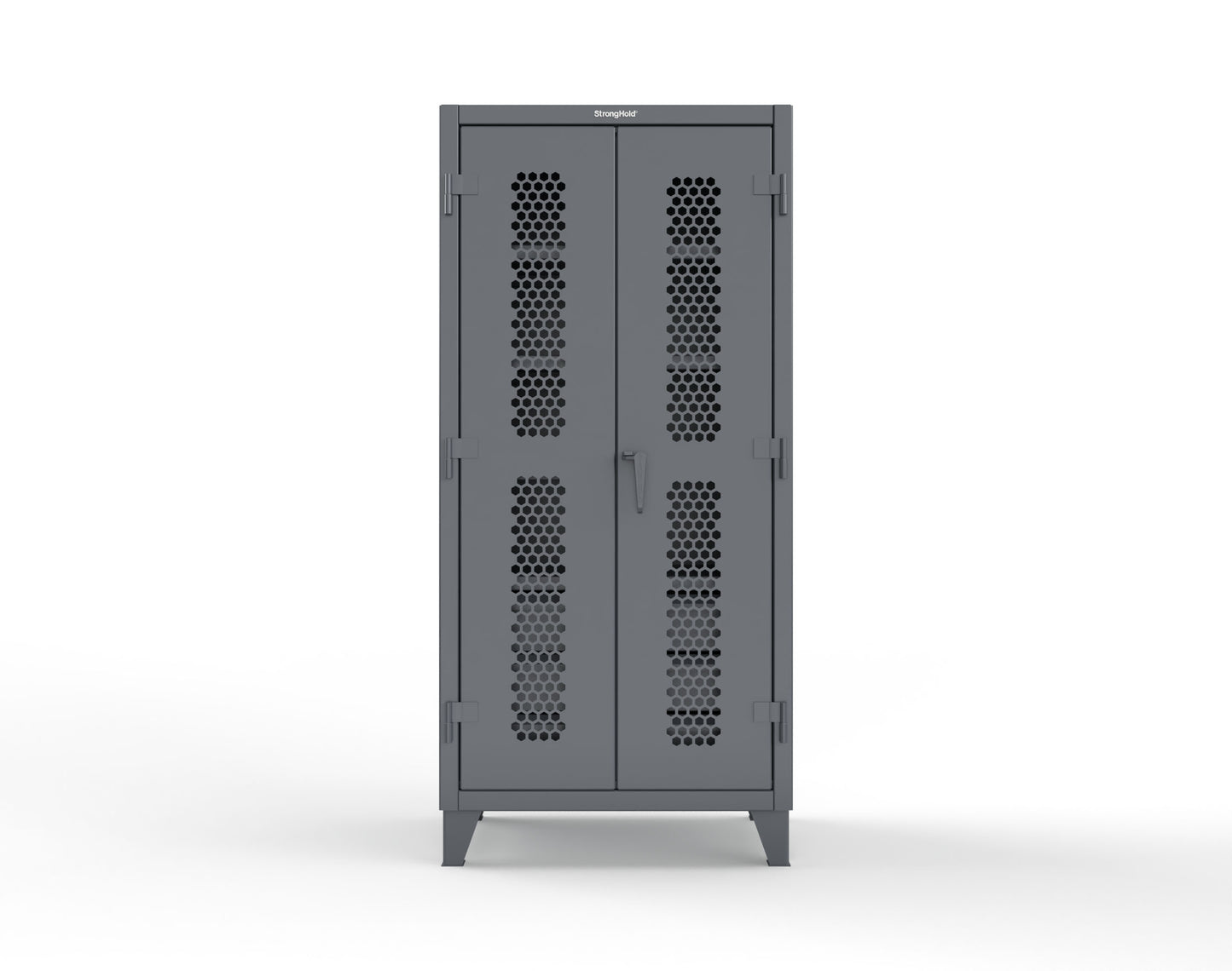 Extreme Duty 12 GA Ventilated (Hex) Cabinet with 6 Half-Width Drawers, 4 Shelves - 36 In. W x 24 In. D x 78 In. H - 36-H-244-6/5DB-7024