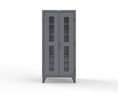 Extreme Duty 12 GA Ventilated (Hex) Cabinet with 6 Half-Width Drawers, 4 Shelves - 36 In. W x 24 In. D x 78 In. H - 36-H-244-6/5DB-7024
