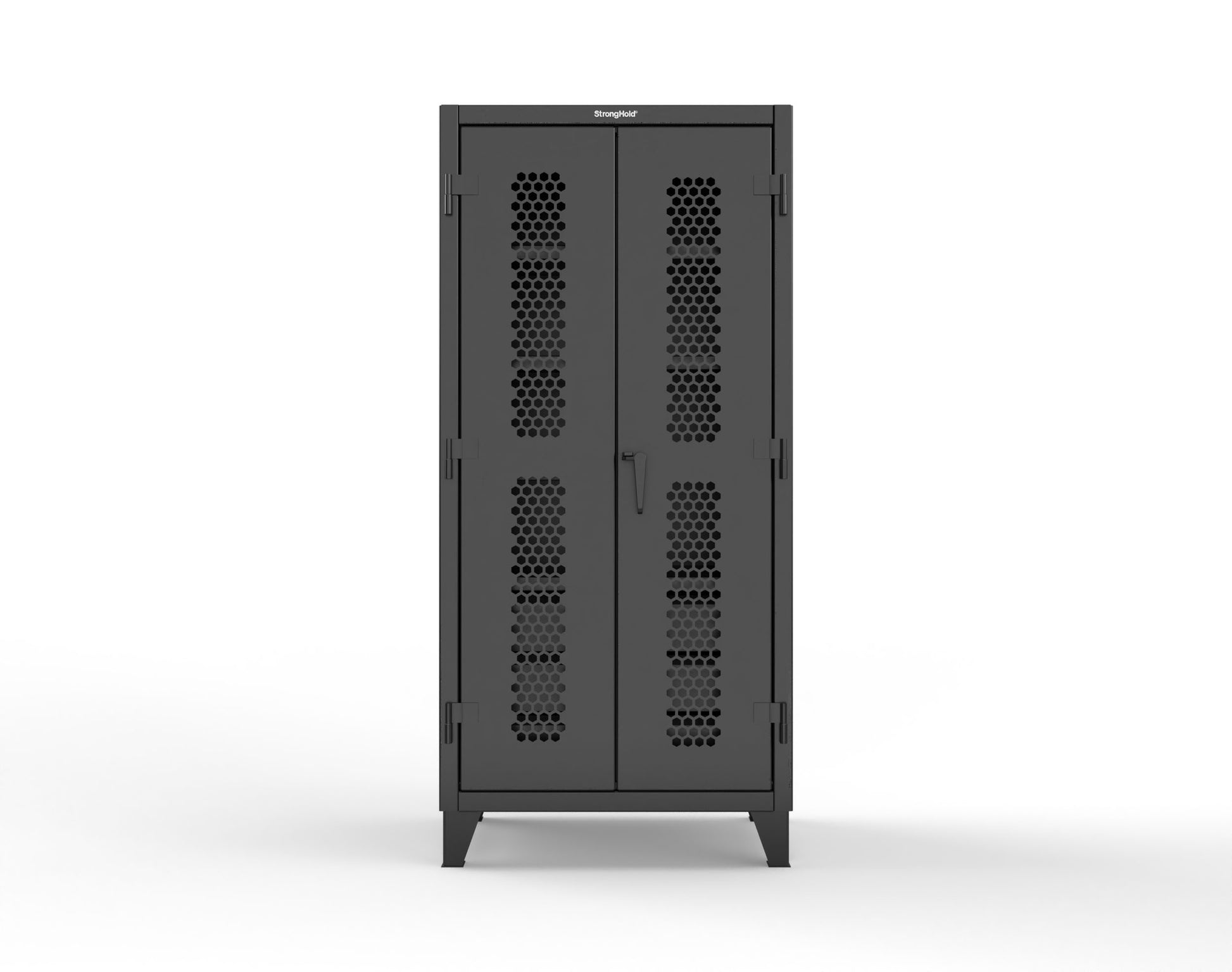 Extreme Duty 12 GA Ventilated (Hex) Cabinet with 6 Half-Width Drawers, 4 Shelves - 36 In. W x 24 In. D x 78 In. H - 36-H-244-6/5DB-9005