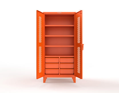 Extreme Duty 12 GA Ventilated (Hex) Cabinet with 6 Half-Width Drawers, 4 Shelves - 36 In. W x 24 In. D x 78 In. H - 36-H-244-6/5DB-2009