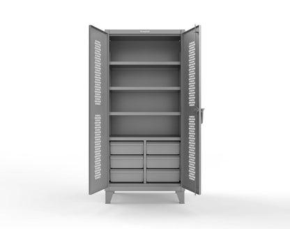 Extreme Duty 12 GA Ventilated (Hex) Cabinet with 6 Half-Width Drawers, 4 Shelves - 36 In. W x 24 In. D x 78 In. H - 36-H-244-6/5DB-7037