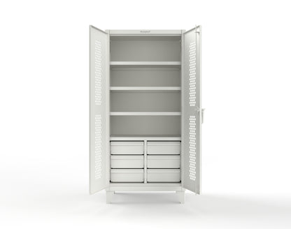 Extreme Duty 12 GA Ventilated (Hex) Cabinet with 6 Half-Width Drawers, 4 Shelves - 36 In. W x 24 In. D x 78 In. H - 36-H-244-6/5DB-9003