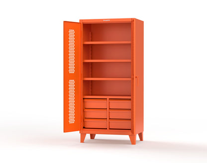 Extreme Duty 12 GA Ventilated (Hex) Cabinet with 6 Half-Width Drawers, 4 Shelves - 36 In. W x 24 In. D x 78 In. H - 36-H-244-6/5DB-2009