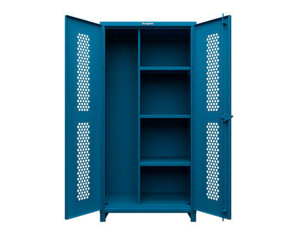Extra Heavy Duty 14 GA Ventilated (Hex) Janitorial Cabinet with 3 Shelves - 36 In. W x 24 In. D x 75 In. H