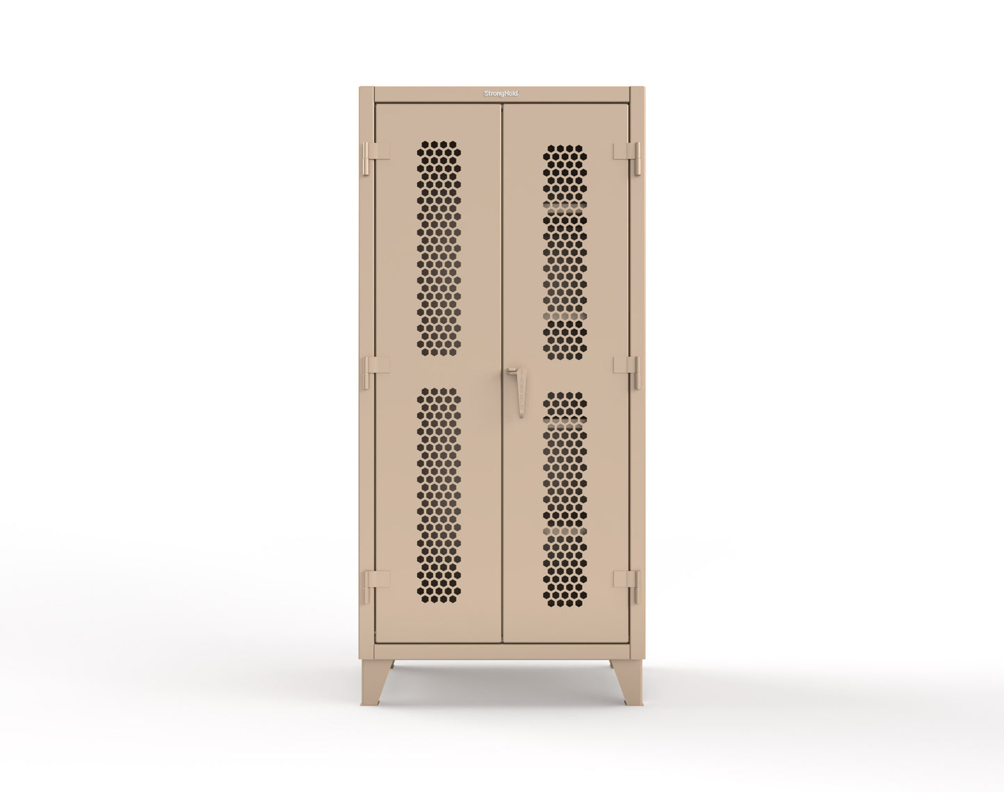 Extreme Duty 12 GA Ventilated (Hex) Janitorial Cabinet with 4 Shelves - 36 In. W x 24 In. D x 78 In. H - 36-H-BC-244-1019