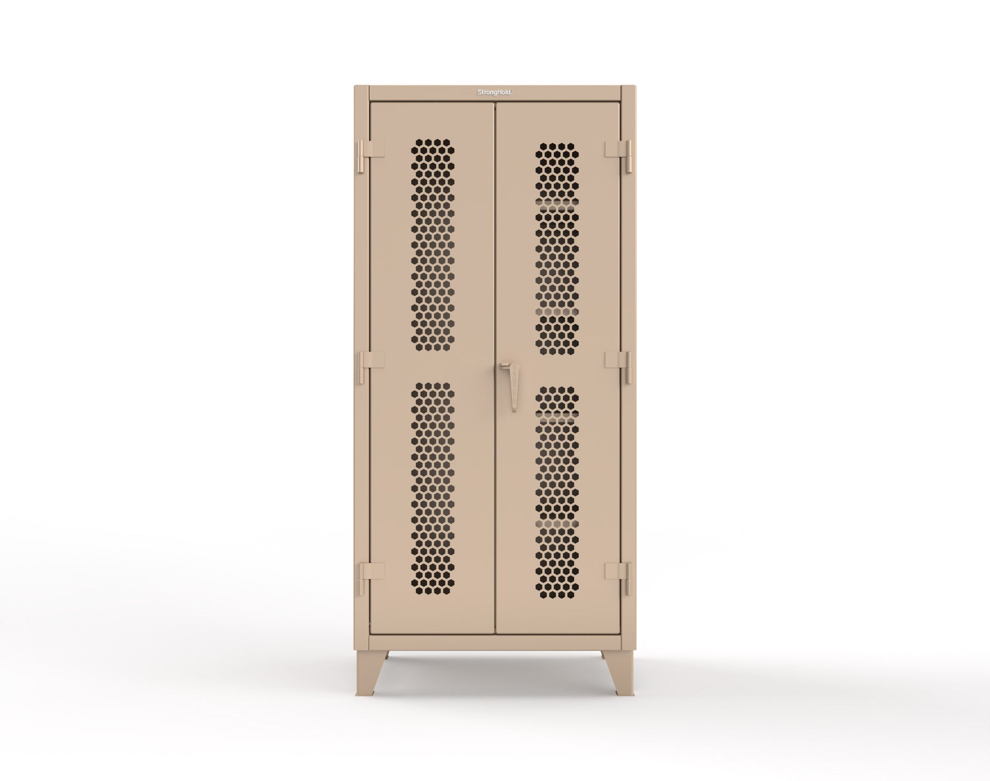 Extreme Duty 12 GA Ventilated (Hex) Janitorial Cabinet with 4 Shelves - 36 In. W x 24 In. D x 78 In. H - 36-H-BC-244-1019