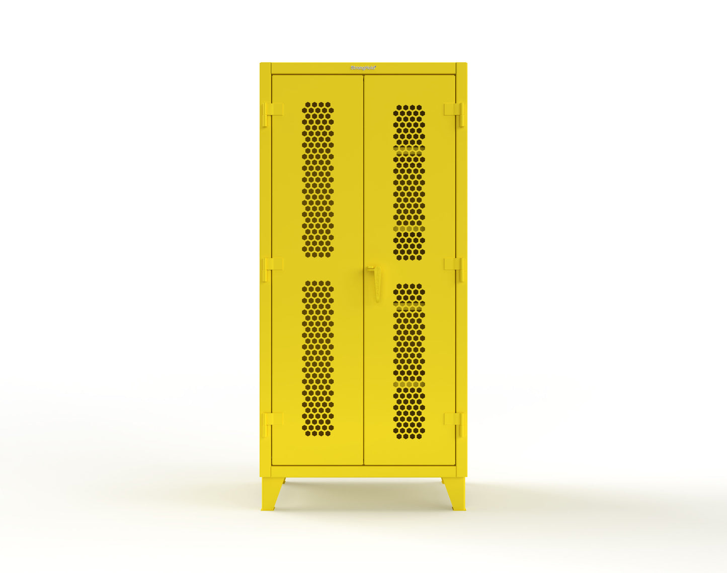 Extreme Duty 12 GA Ventilated (Hex) Janitorial Cabinet with 4 Shelves - 36 In. W x 24 In. D x 78 In. H - 36-H-BC-244-1021