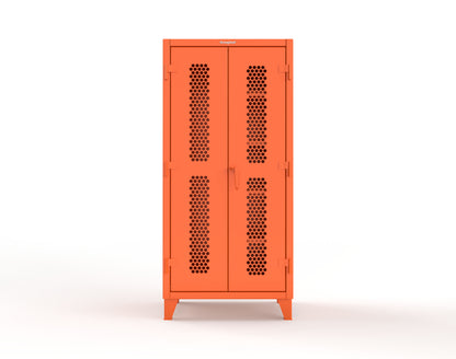 Extreme Duty 12 GA Ventilated (Hex) Janitorial Cabinet with 4 Shelves - 36 In. W x 24 In. D x 78 In. H - 36-H-BC-244-2009