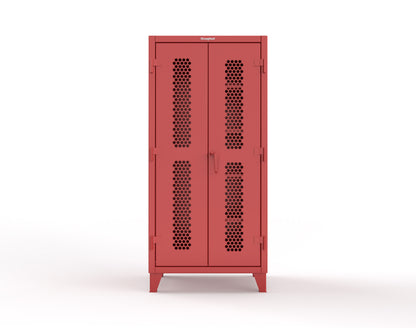 Extreme Duty 12 GA Ventilated (Hex) Janitorial Cabinet with 4 Shelves - 36 In. W x 24 In. D x 78 In. H - 36-H-BC-244-3001