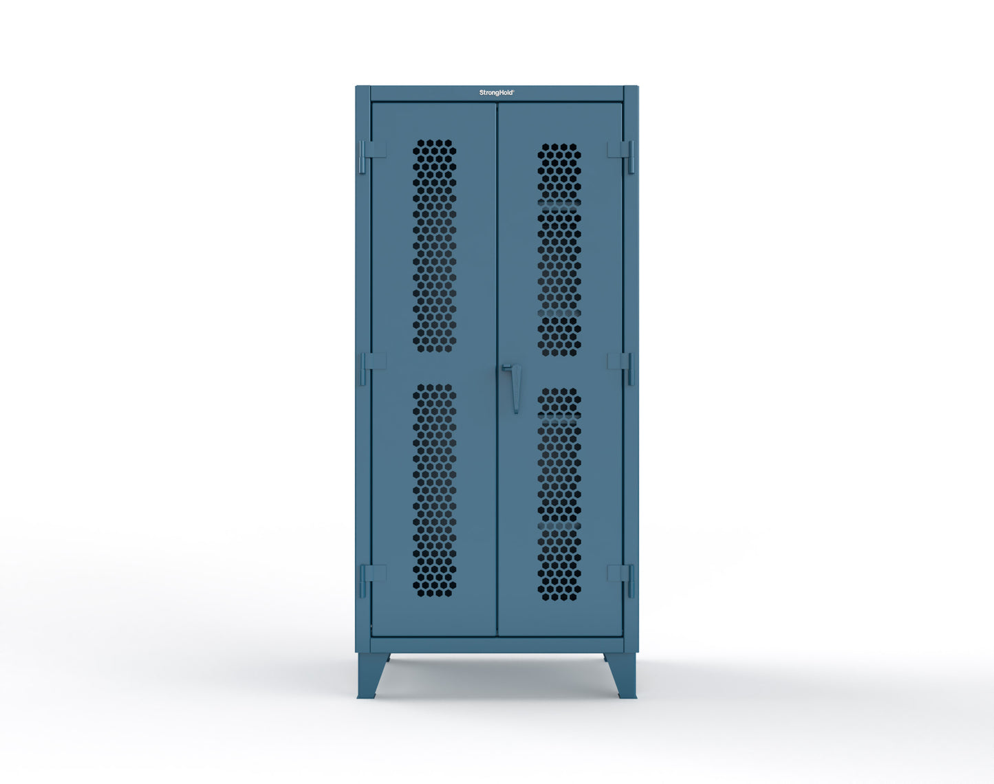 Extreme Duty 12 GA Ventilated (Hex) Janitorial Cabinet with 4 Shelves - 36 In. W x 24 In. D x 78 In. H - 36-H-BC-244-5001