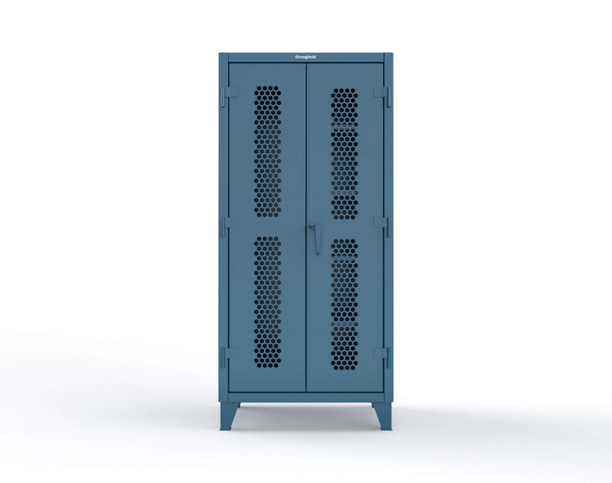 Extreme Duty 12 GA Ventilated (Hex) Janitorial Cabinet with 4 Shelves - 36 In. W x 24 In. D x 78 In. H - 36-H-BC-244-5001