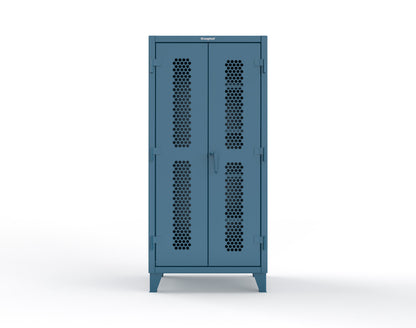 Extreme Duty 12 GA Ventilated (Hex) Janitorial Cabinet with 4 Shelves - 36 In. W x 24 In. D x 78 In. H - 36-H-BC-244-5001