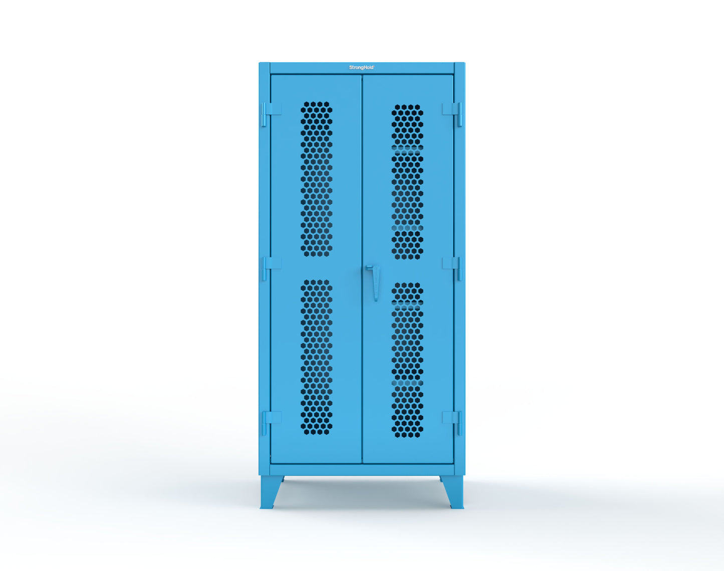 Extreme Duty 12 GA Ventilated (Hex) Janitorial Cabinet with 4 Shelves - 36 In. W x 24 In. D x 78 In. H - 36-H-BC-244-5012