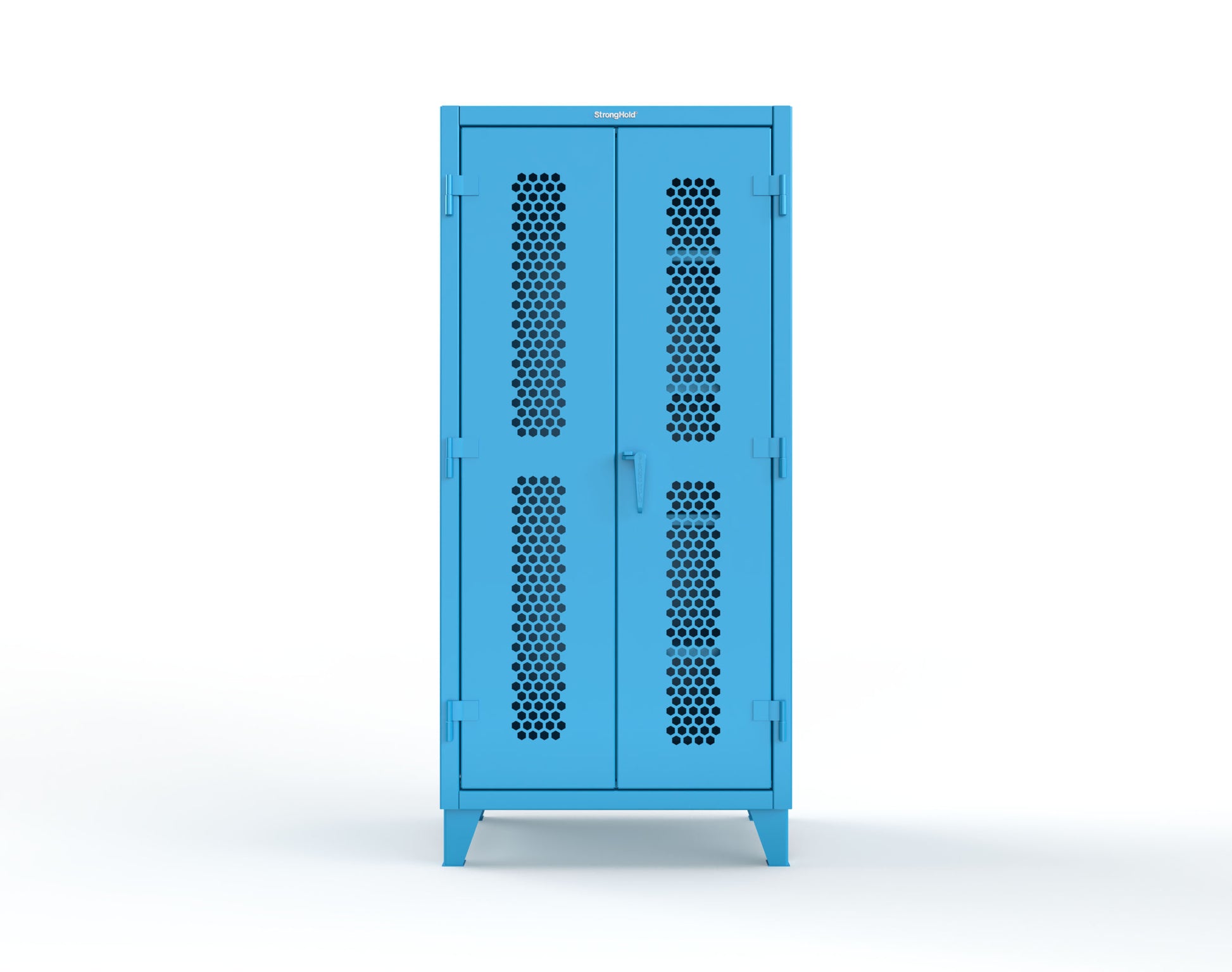 Extreme Duty 12 GA Ventilated (Hex) Janitorial Cabinet with 4 Shelves - 36 In. W x 24 In. D x 78 In. H - 36-H-BC-244-5012