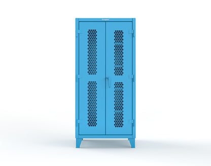 Extreme Duty 12 GA Ventilated (Hex) Janitorial Cabinet with 4 Shelves - 36 In. W x 24 In. D x 78 In. H - 36-H-BC-244-5012