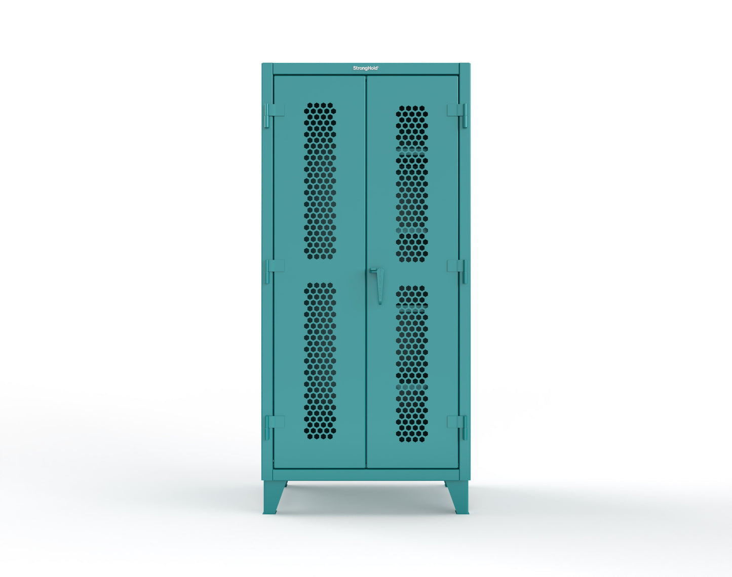 Extreme Duty 12 GA Ventilated (Hex) Janitorial Cabinet with 4 Shelves - 36 In. W x 24 In. D x 78 In. H - 36-H-BC-244-5021