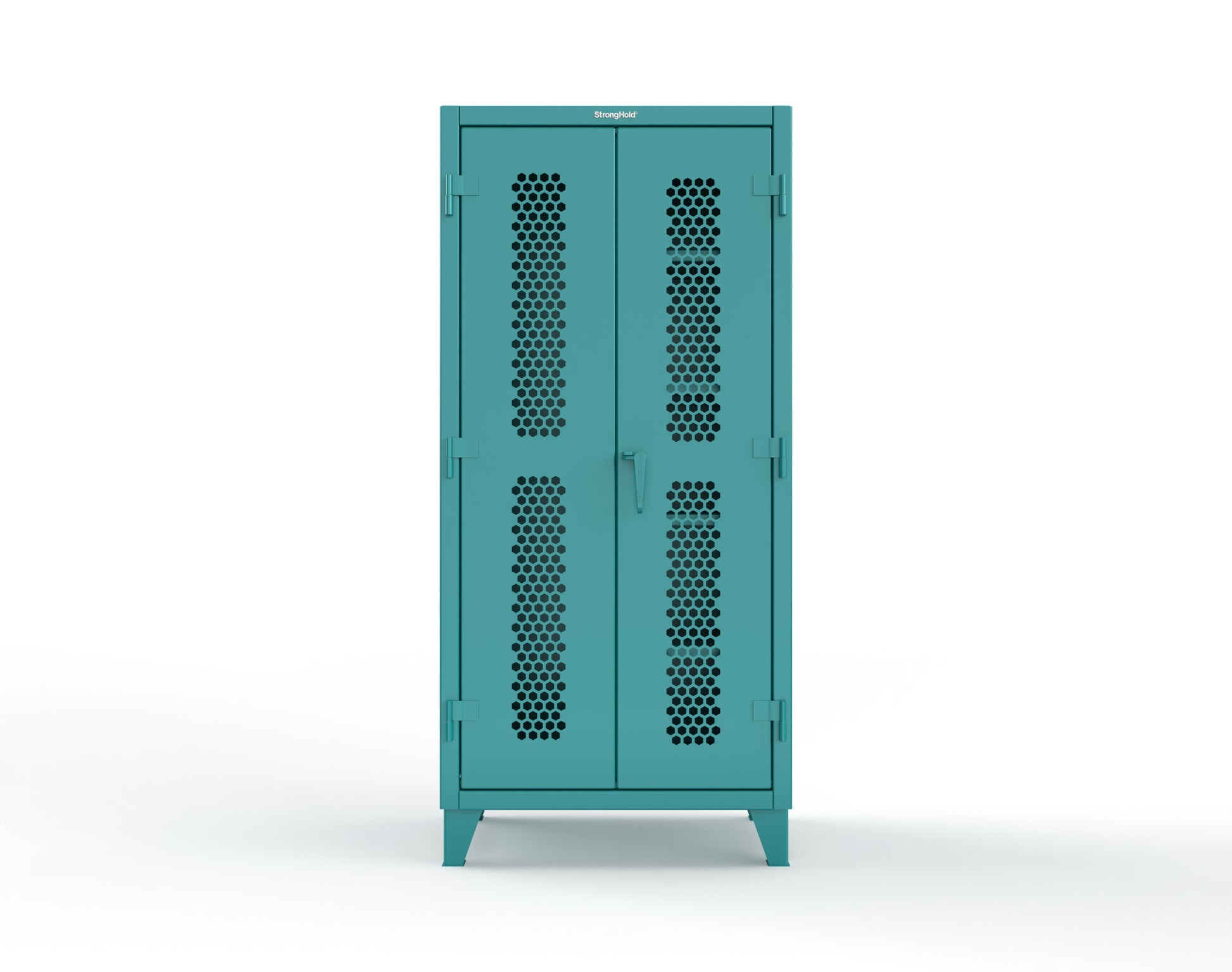 Extreme Duty 12 GA Ventilated (Hex) Janitorial Cabinet with 4 Shelves - 36 In. W x 24 In. D x 78 In. H - 36-H-BC-244-5021