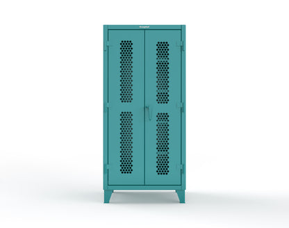 Extreme Duty 12 GA Ventilated (Hex) Janitorial Cabinet with 4 Shelves - 36 In. W x 24 In. D x 78 In. H - 36-H-BC-244-5021