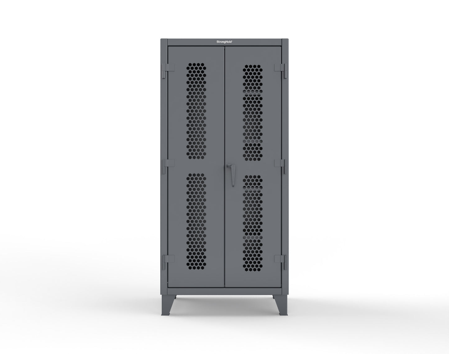 Extreme Duty 12 GA Ventilated (Hex) Janitorial Cabinet with 4 Shelves - 36 In. W x 24 In. D x 78 In. H - 36-H-BC-244-7024
