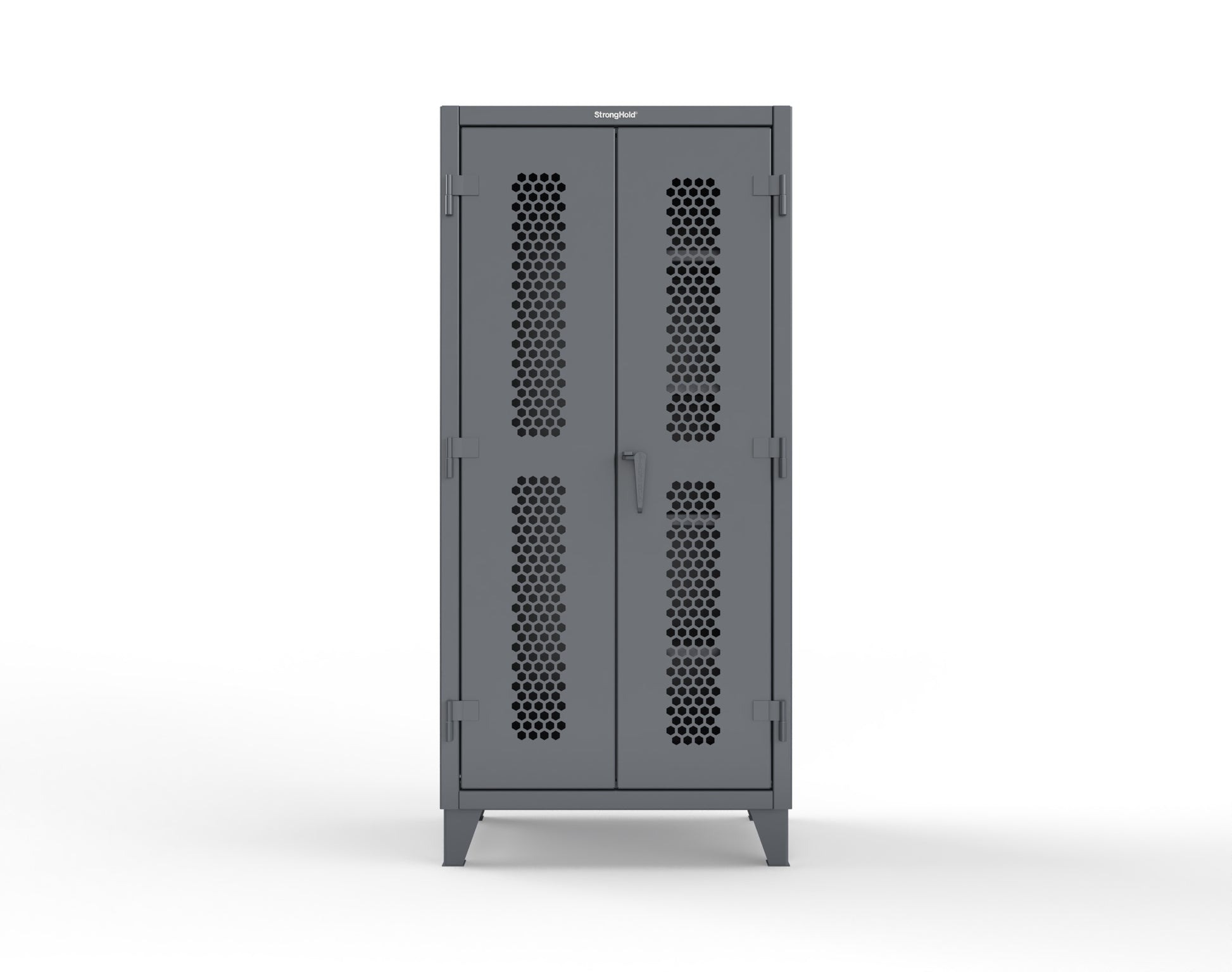 Extreme Duty 12 GA Ventilated (Hex) Janitorial Cabinet with 4 Shelves - 36 In. W x 24 In. D x 78 In. H - 36-H-BC-244-7024