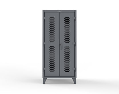 Extreme Duty 12 GA Ventilated (Hex) Janitorial Cabinet with 4 Shelves - 36 In. W x 24 In. D x 78 In. H - 36-H-BC-244-7024