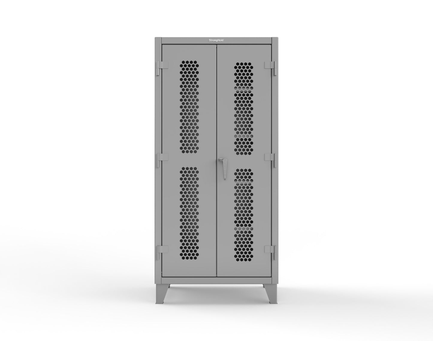 Extreme Duty 12 GA Ventilated (Hex) Janitorial Cabinet with 4 Shelves - 36 In. W x 24 In. D x 78 In. H - 36-H-BC-244-7037