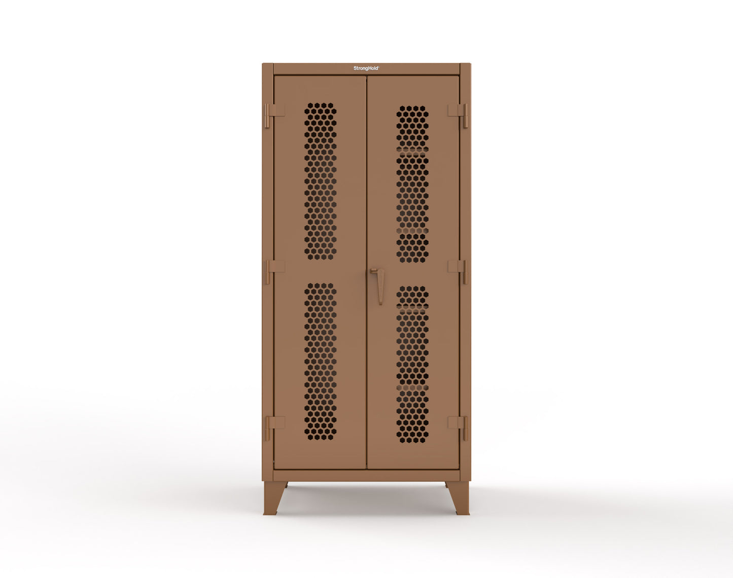 Extreme Duty 12 GA Ventilated (Hex) Janitorial Cabinet with 4 Shelves - 36 In. W x 24 In. D x 78 In. H - 36-H-BC-244-8008