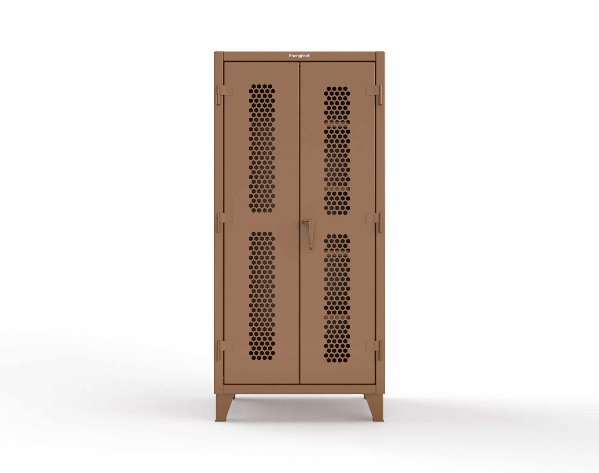 Extreme Duty 12 GA Ventilated (Hex) Janitorial Cabinet with 4 Shelves - 36 In. W x 24 In. D x 78 In. H - 36-H-BC-244-8008