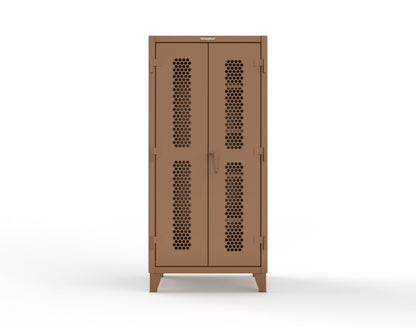 Extreme Duty 12 GA Ventilated (Hex) Janitorial Cabinet with 4 Shelves - 36 In. W x 24 In. D x 78 In. H - 36-H-BC-244-8008