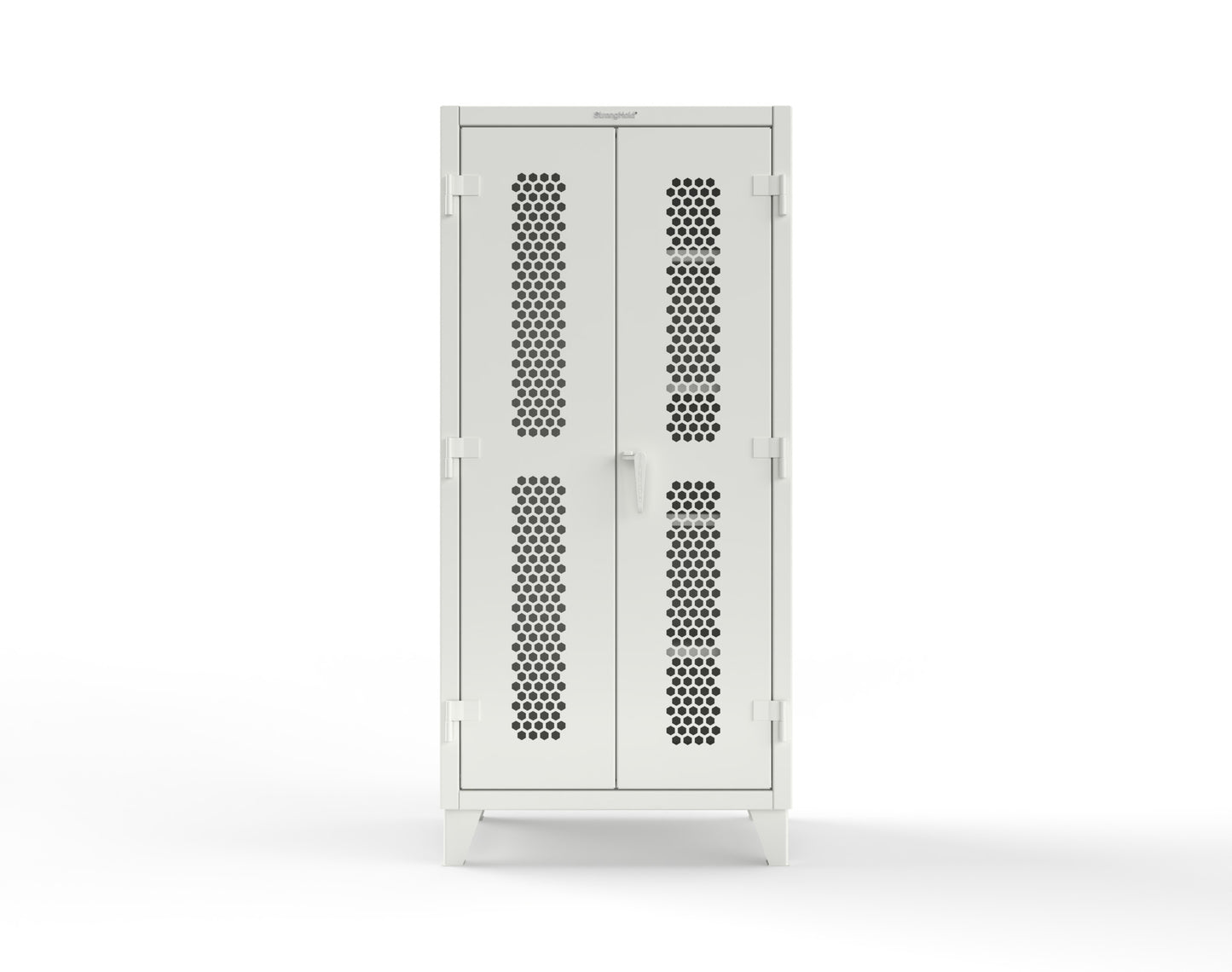 Extreme Duty 12 GA Ventilated (Hex) Janitorial Cabinet with 4 Shelves - 36 In. W x 24 In. D x 78 In. H - 36-H-BC-244-9003