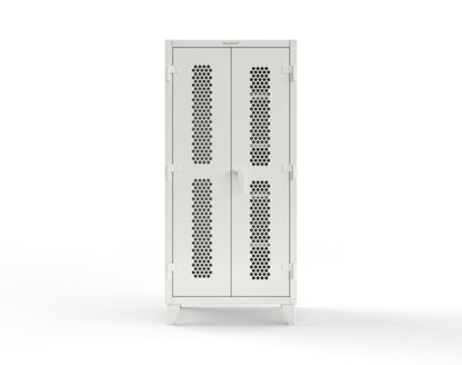 Extreme Duty 12 GA Ventilated (Hex) Janitorial Cabinet with 4 Shelves - 36 In. W x 24 In. D x 78 In. H - 36-H-BC-244-9003