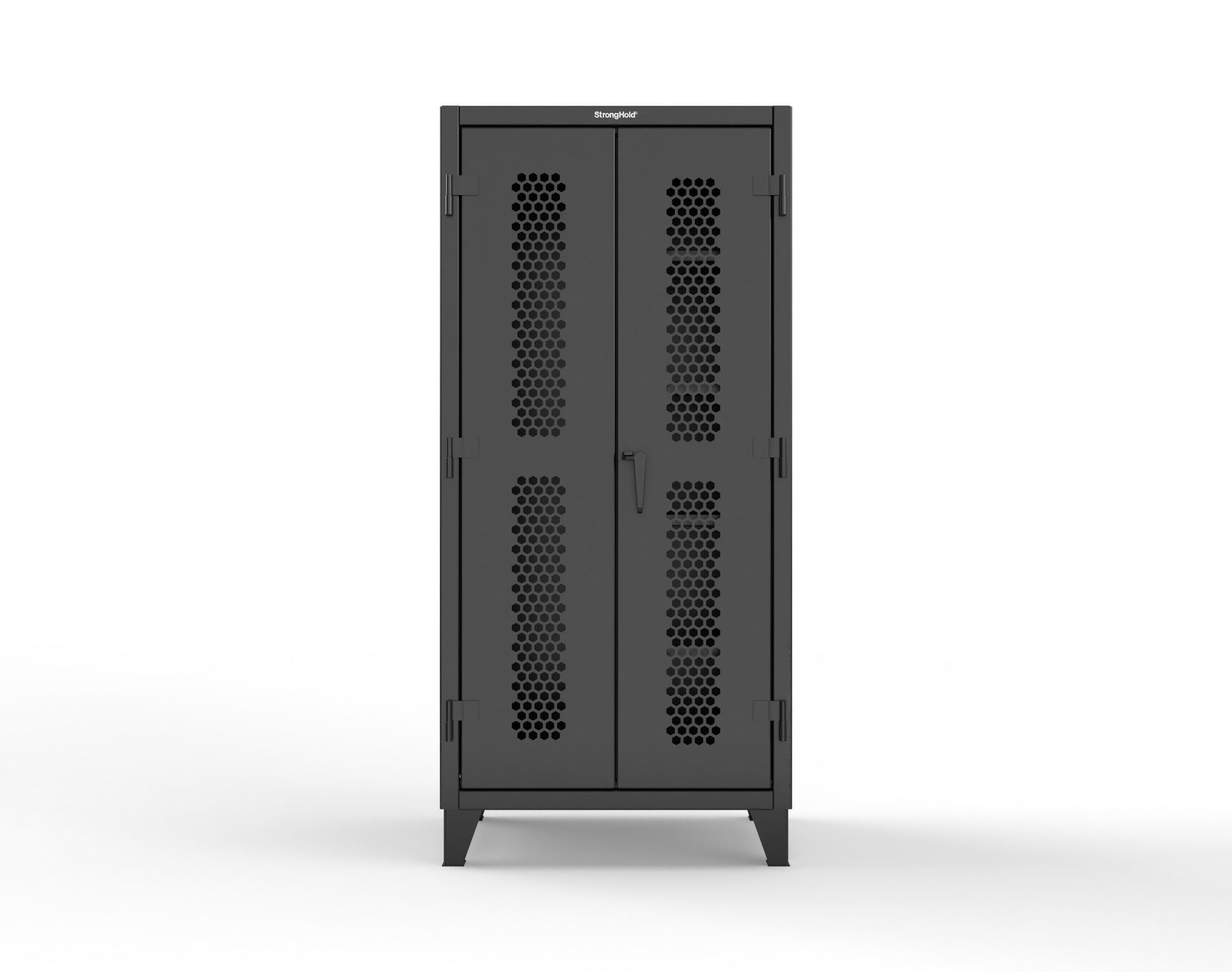 Extreme Duty 12 GA Ventilated (Hex) Janitorial Cabinet with 4 Shelves - 36 In. W x 24 In. D x 78 In. H - 36-H-BC-244-9005
