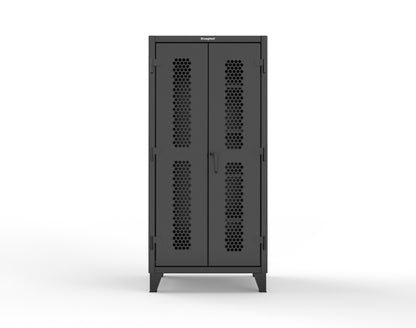 Extreme Duty 12 GA Ventilated (Hex) Janitorial Cabinet with 4 Shelves - 36 In. W x 24 In. D x 78 In. H - 36-H-BC-244-9005