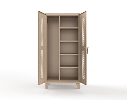 Extreme Duty 12 GA Ventilated (Hex) Janitorial Cabinet with 4 Shelves - 36 In. W x 24 In. D x 78 In. H - 36-H-BC-244-1019