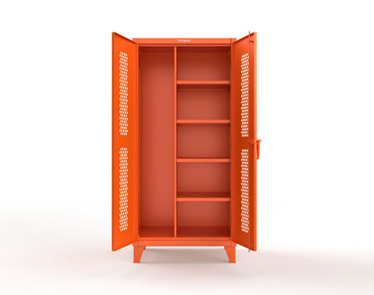 Extreme Duty 12 GA Ventilated (Hex) Janitorial Cabinet with 4 Shelves - 36 In. W x 24 In. D x 78 In. H - 36-H-BC-244-2009