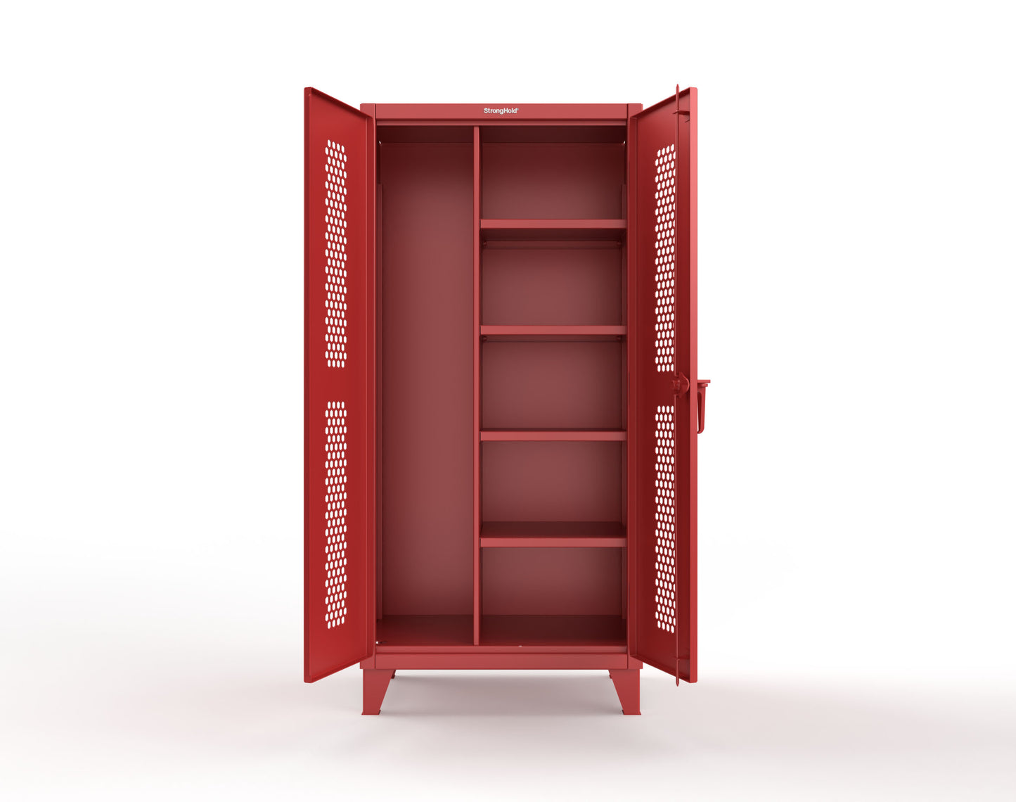 Extreme Duty 12 GA Ventilated (Hex) Janitorial Cabinet with 4 Shelves - 36 In. W x 24 In. D x 78 In. H - 36-H-BC-244-3001