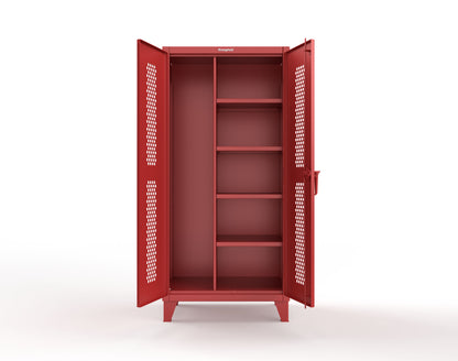 Extreme Duty 12 GA Ventilated (Hex) Janitorial Cabinet with 4 Shelves - 36 In. W x 24 In. D x 78 In. H - 36-H-BC-244-3001
