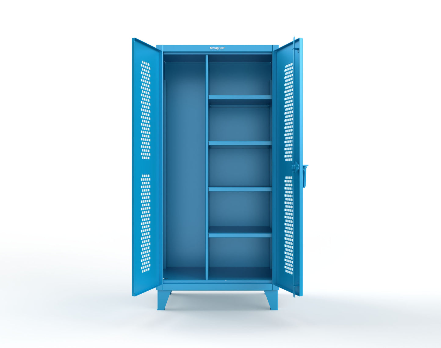 Extreme Duty 12 GA Ventilated (Hex) Janitorial Cabinet with 4 Shelves - 36 In. W x 24 In. D x 78 In. H - 36-H-BC-244-5012
