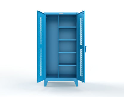 Extreme Duty 12 GA Ventilated (Hex) Janitorial Cabinet with 4 Shelves - 36 In. W x 24 In. D x 78 In. H - 36-H-BC-244-5012