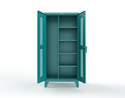 Extreme Duty 12 GA Ventilated (Hex) Janitorial Cabinet with 4 Shelves - 36 In. W x 24 In. D x 78 In. H - 36-H-BC-244-5021