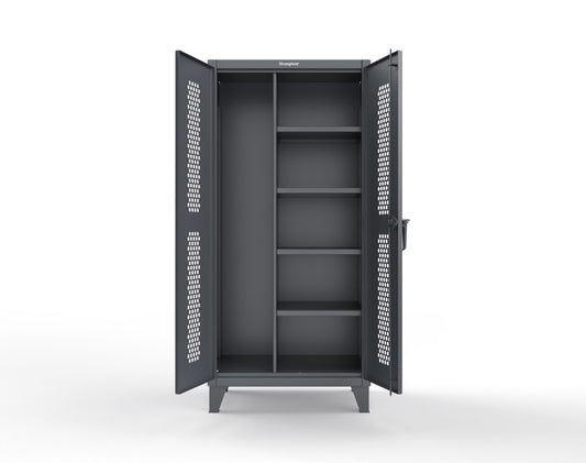 Extreme Duty 12 GA Ventilated (Hex) Janitorial Cabinet with 4 Shelves - 36 In. W x 24 In. D x 78 In. H - 36-H-BC-244-7024