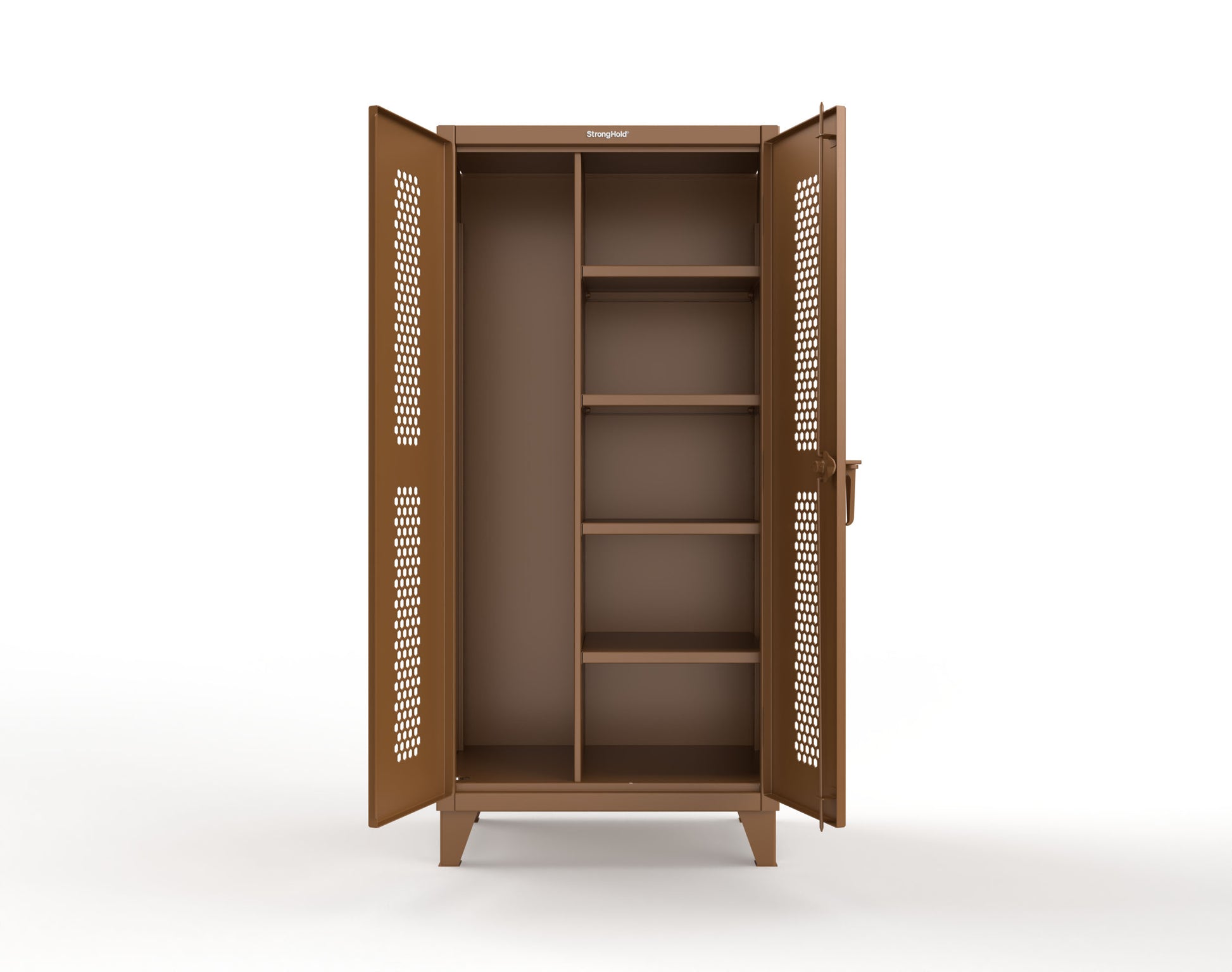 Extreme Duty 12 GA Ventilated (Hex) Janitorial Cabinet with 4 Shelves - 36 In. W x 24 In. D x 78 In. H - 36-H-BC-244-8008