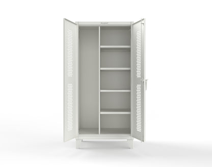 Extreme Duty 12 GA Ventilated (Hex) Janitorial Cabinet with 4 Shelves - 36 In. W x 24 In. D x 78 In. H - 36-H-BC-244-9003