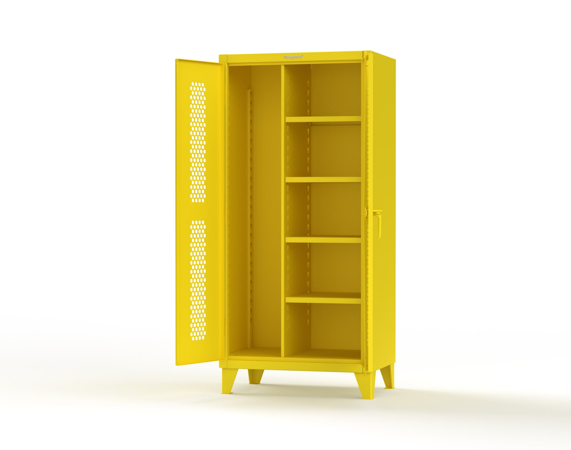 Extreme Duty 12 GA Ventilated (Hex) Janitorial Cabinet with 4 Shelves - 36 In. W x 24 In. D x 78 In. H - 36-H-BC-244-1021