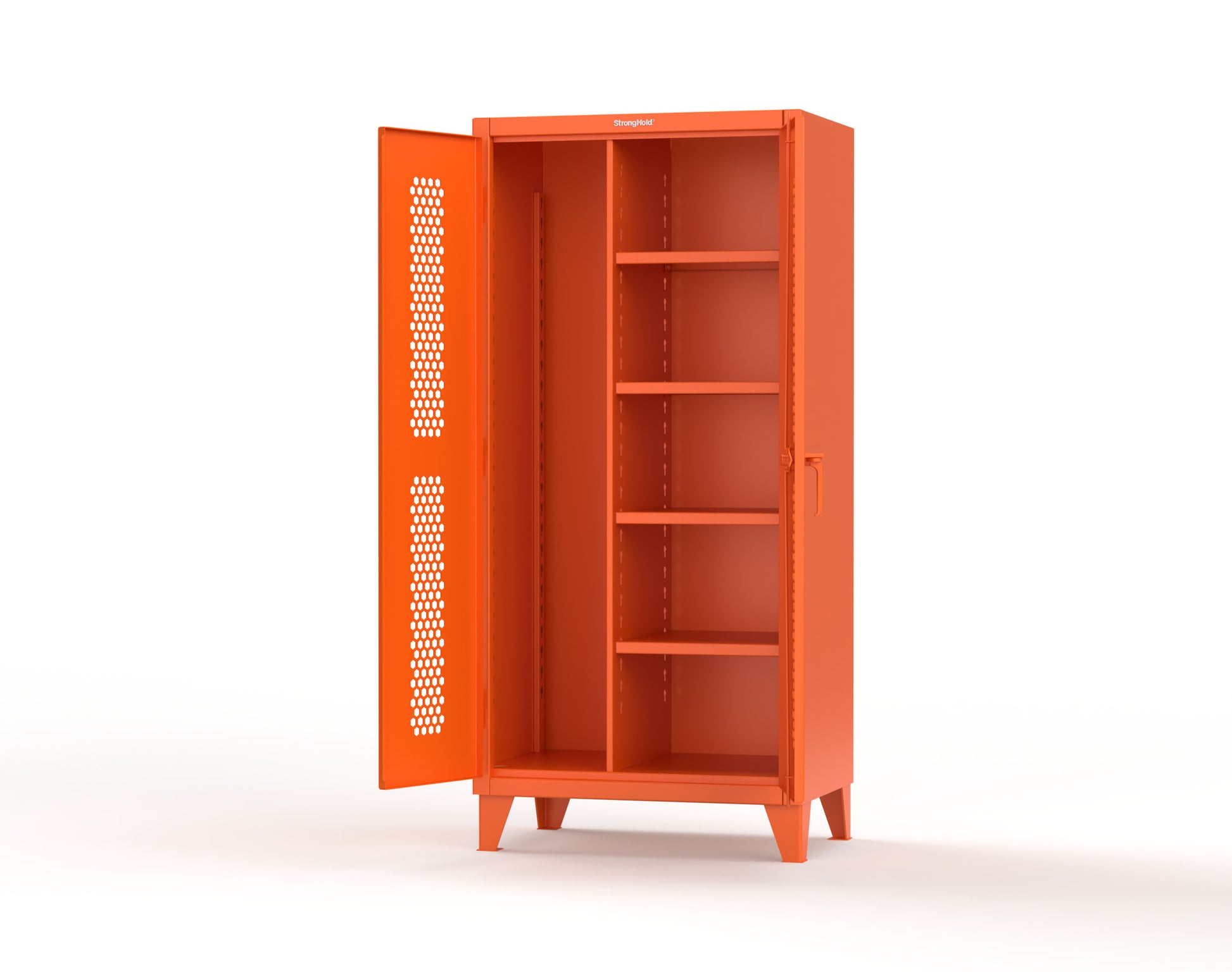 Extreme Duty 12 GA Ventilated (Hex) Janitorial Cabinet with 4 Shelves - 36 In. W x 24 In. D x 78 In. H - 36-H-BC-244-2009