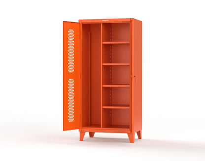 Extreme Duty 12 GA Ventilated (Hex) Janitorial Cabinet with 4 Shelves - 36 In. W x 24 In. D x 78 In. H - 36-H-BC-244-2009